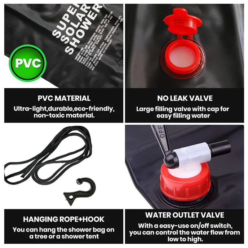Udendørs Brusebad - Solopvarmet - 20L
